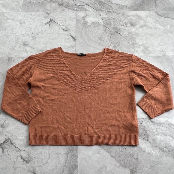 SHEIN Slouchy Sweater Cropped Oversized 3/4 Sleeve Size Large L Orange - Picture 1 of 5